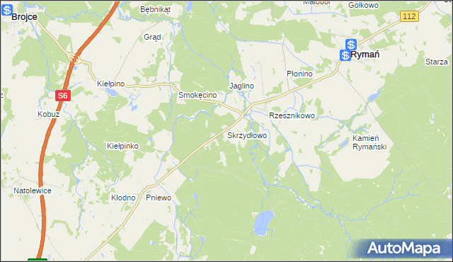 mapa Skrzydłowo gmina Rymań, Skrzydłowo gmina Rymań na mapie Targeo