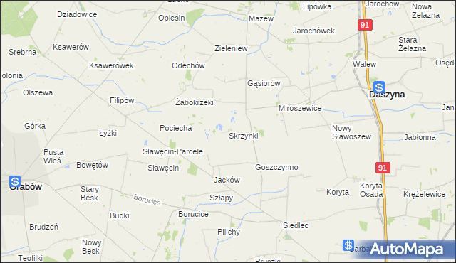mapa Skrzynki gmina Daszyna, Skrzynki gmina Daszyna na mapie Targeo