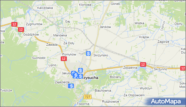 mapa Skrzyńsko, Skrzyńsko na mapie Targeo