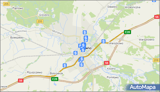 mapa Sławno, Sławno na mapie Targeo