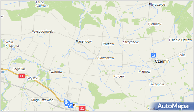 mapa Sławoszew, Sławoszew na mapie Targeo