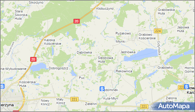 mapa Śledziowa Huta, Śledziowa Huta na mapie Targeo