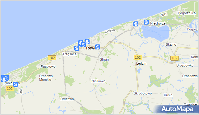 mapa Śliwin, Śliwin na mapie Targeo