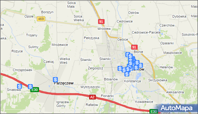 mapa Śliwniki gmina Ozorków, Śliwniki gmina Ozorków na mapie Targeo