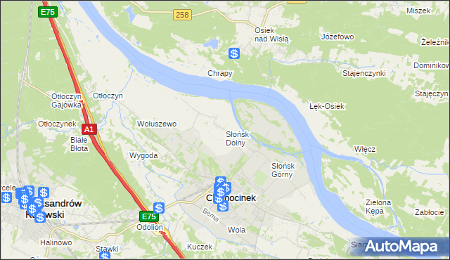 mapa Słońsk Dolny, Słońsk Dolny na mapie Targeo