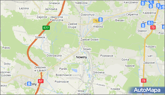 mapa Słowik gmina Sitkówka-Nowiny, Słowik gmina Sitkówka-Nowiny na mapie Targeo