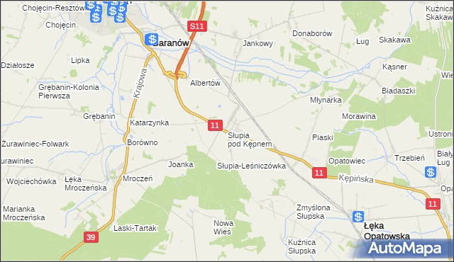 mapa Słupia pod Kępnem, Słupia pod Kępnem na mapie Targeo