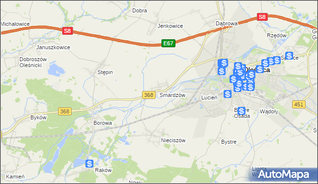 mapa Smardzów gmina Oleśnica, Smardzów gmina Oleśnica na mapie Targeo