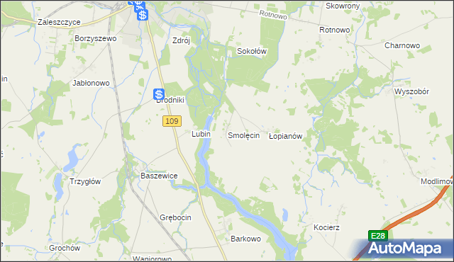 mapa Smolęcin gmina Gryfice, Smolęcin gmina Gryfice na mapie Targeo
