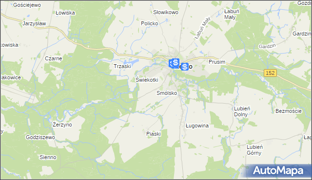 mapa Smólsko gmina Resko, Smólsko gmina Resko na mapie Targeo