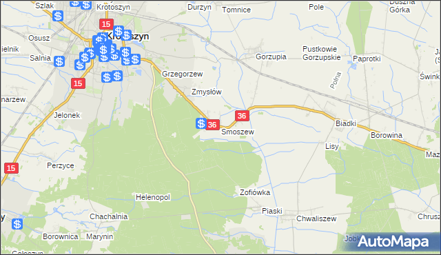 mapa Smoszew, Smoszew na mapie Targeo