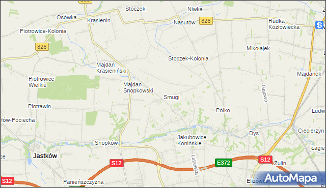 mapa Smugi gmina Jastków, Smugi gmina Jastków na mapie Targeo