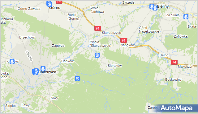 mapa Smyków gmina Daleszyce, Smyków gmina Daleszyce na mapie Targeo