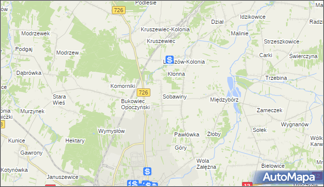 mapa Sobawiny, Sobawiny na mapie Targeo