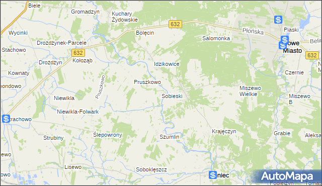 mapa Sobieski gmina Joniec, Sobieski gmina Joniec na mapie Targeo