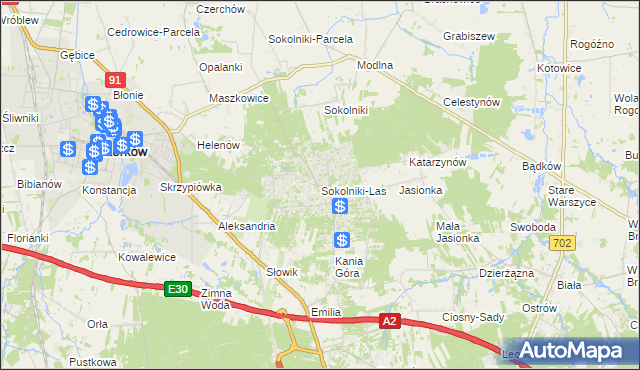 mapa Sokolniki-Las, Sokolniki-Las na mapie Targeo