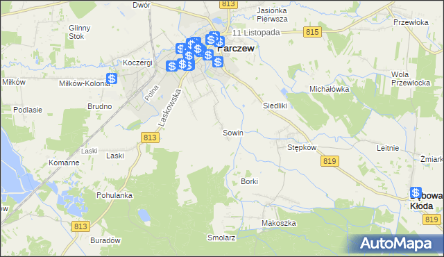 mapa Sowin gmina Parczew, Sowin gmina Parczew na mapie Targeo