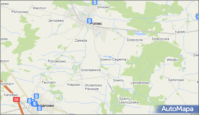 mapa Sowiny-Cegielnia, Sowiny-Cegielnia na mapie Targeo