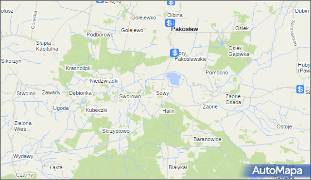 mapa Sowy gmina Pakosław, Sowy gmina Pakosław na mapie Targeo