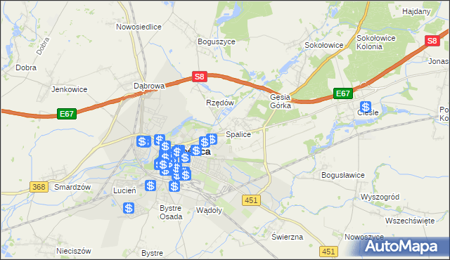 mapa Spalice, Spalice na mapie Targeo
