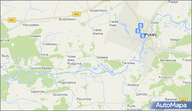 mapa Spławie gmina Kołaczkowo, Spławie gmina Kołaczkowo na mapie Targeo