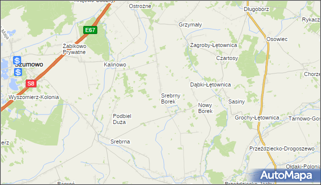 mapa Srebrny Borek, Srebrny Borek na mapie Targeo