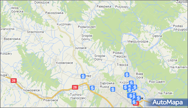 mapa Srogów Dolny, Srogów Dolny na mapie Targeo