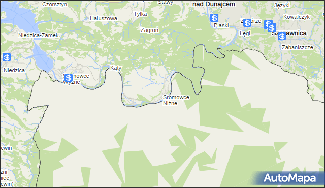 mapa Sromowce Niżne, Sromowce Niżne na mapie Targeo