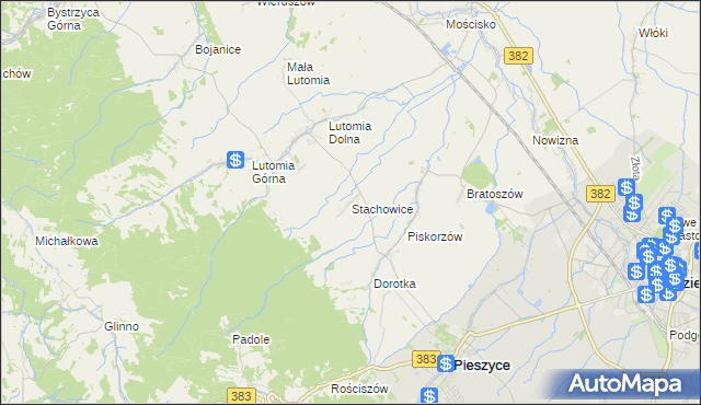 mapa Stachowice, Stachowice na mapie Targeo