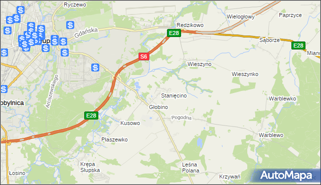 mapa Stanięcino, Stanięcino na mapie Targeo