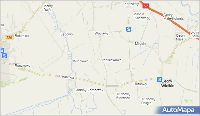 mapa Stanisławowo gmina Cedry Wielkie, Stanisławowo gmina Cedry Wielkie na mapie Targeo