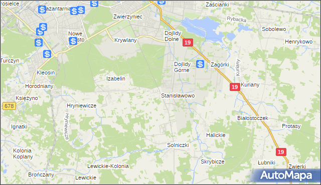 mapa Stanisławowo gmina Juchnowiec Kościelny, Stanisławowo gmina Juchnowiec Kościelny na mapie Targeo