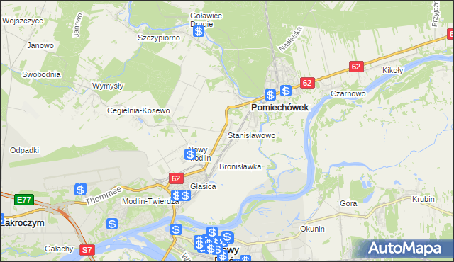 mapa Stanisławowo gmina Pomiechówek, Stanisławowo gmina Pomiechówek na mapie Targeo