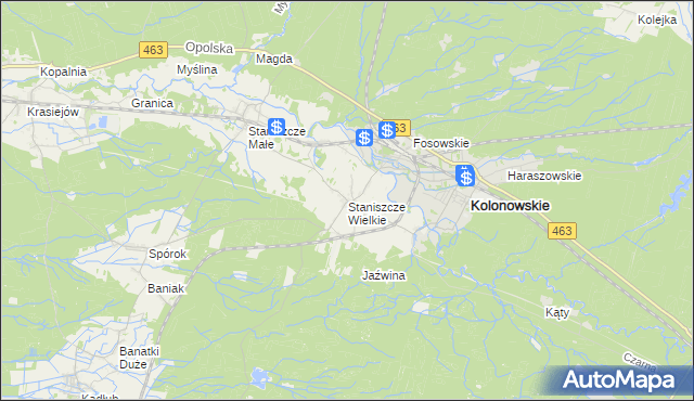 mapa Staniszcze Wielkie, Staniszcze Wielkie na mapie Targeo