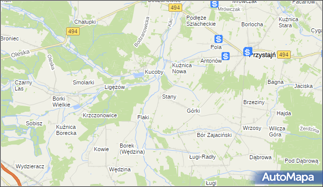 mapa Stany gmina Przystajń, Stany gmina Przystajń na mapie Targeo