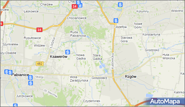 mapa Stara Gadka, Stara Gadka na mapie Targeo