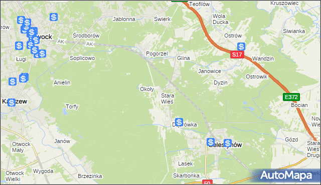 mapa Stara Wieś gmina Celestynów, Stara Wieś gmina Celestynów na mapie Targeo