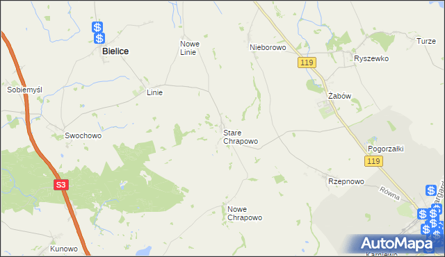 mapa Stare Chrapowo, Stare Chrapowo na mapie Targeo