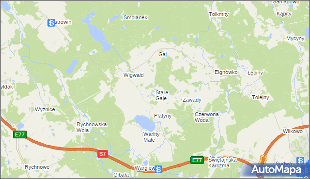 mapa Stare Gaje, Stare Gaje na mapie Targeo
