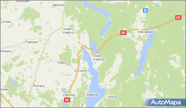 mapa Stare Kiejkuty, Stare Kiejkuty na mapie Targeo