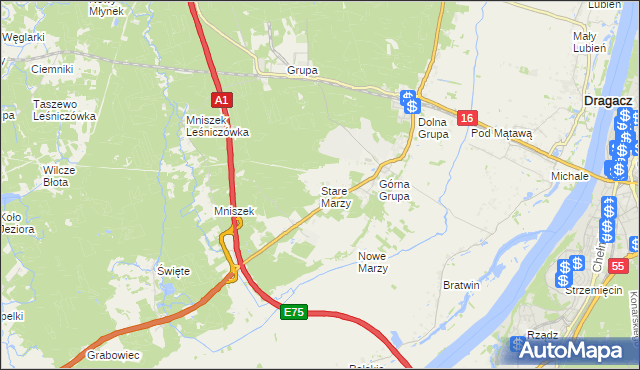 mapa Stare Marzy, Stare Marzy na mapie Targeo