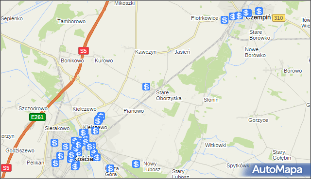 mapa Stare Oborzyska, Stare Oborzyska na mapie Targeo