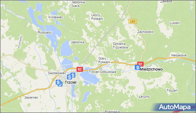 mapa Stary Folwark gmina Miedzichowo, Stary Folwark gmina Miedzichowo na mapie Targeo