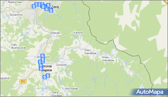 mapa Stary Gierałtów, Stary Gierałtów na mapie Targeo
