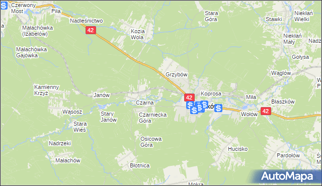 mapa Stary Grzybów, Stary Grzybów na mapie Targeo
