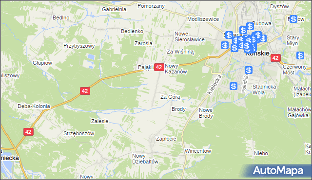 mapa Stary Kazanów, Stary Kazanów na mapie Targeo