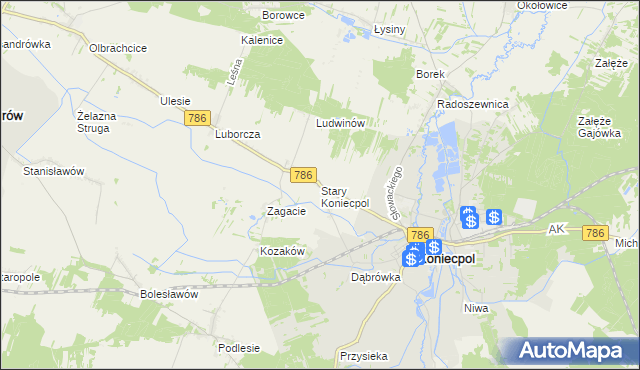 mapa Stary Koniecpol, Stary Koniecpol na mapie Targeo