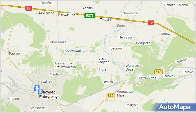 mapa Stary Majdan gmina Rejowiec, Stary Majdan gmina Rejowiec na mapie Targeo