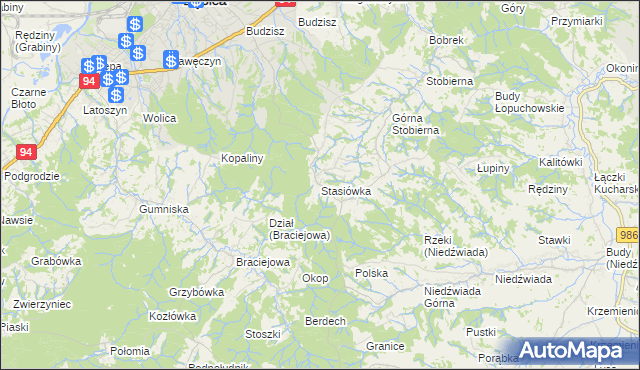 mapa Stasiówka gmina Dębica, Stasiówka gmina Dębica na mapie Targeo