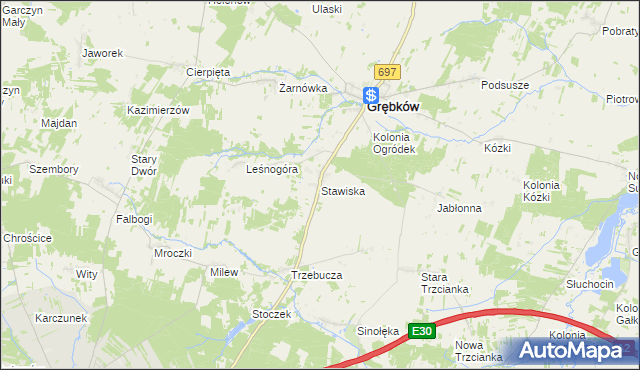 mapa Stawiska gmina Grębków, Stawiska gmina Grębków na mapie Targeo